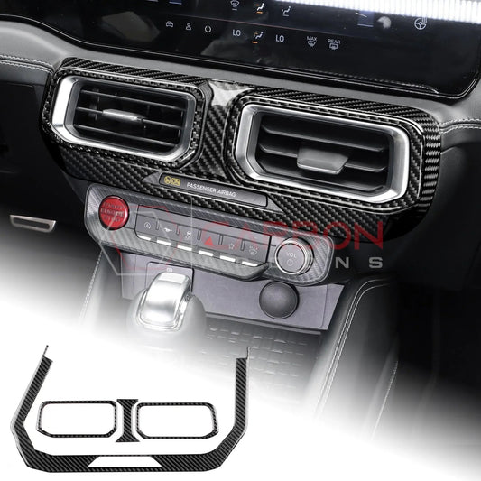Real Carbon Fiber Center Dashboard A/C Vent Trim Overlays for 2024+ Ford Mustang