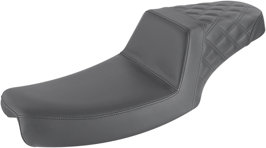 SADDLEMEN Step-Up Seat - Rear Lattice Stitch - Black - FXD 891-04-173