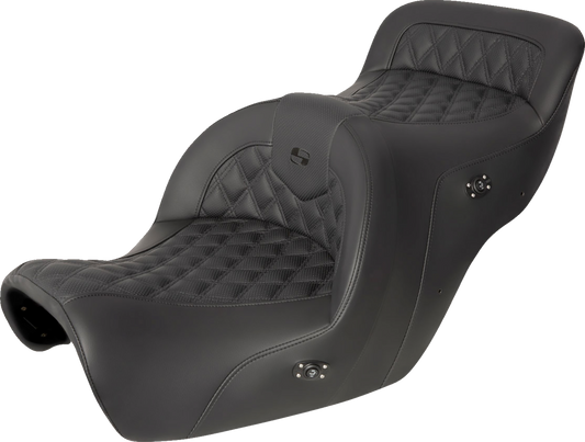 SADDLEMEN Seat - Roadsofa - without Backrest - Full Lattice Stitch - Black - Heated - GL1500 '88-'00 H88-07-182HCT