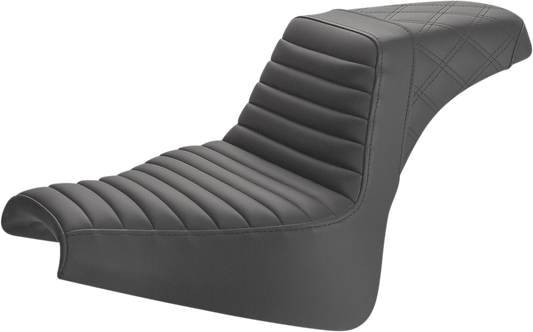 SADDLEMEN Step-Up Seat - Front Tuck-n-Roll/Rear Lattice Stitch - Black 818-28-176