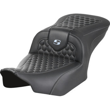 SADDLEMEN Roadsofa™ Seat - without Backrest - Honeycomb - Silver Stitch - FLTR/FLHX '23-'24 823-07-18905