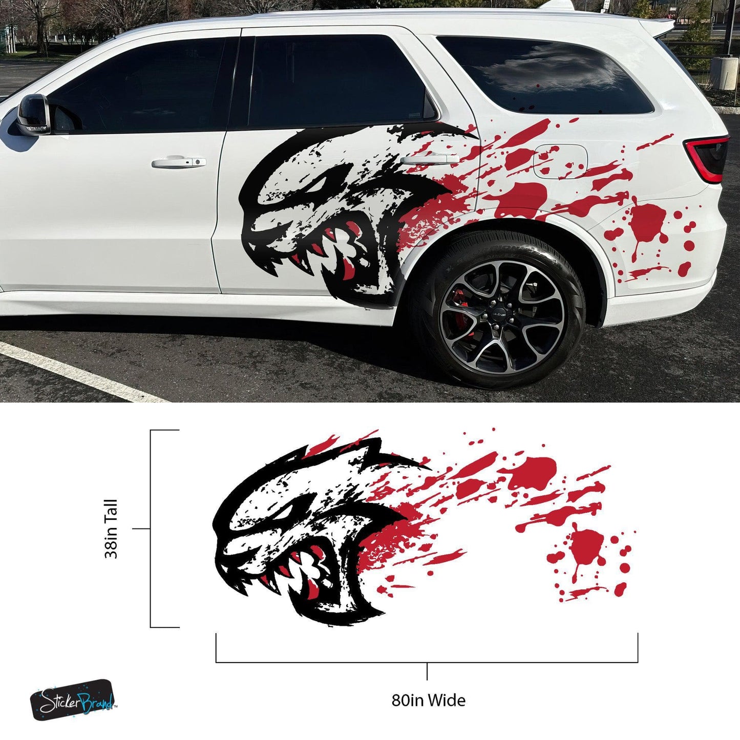 Hellcat Decal Sticker for Challenger, Charger, Durango SRT. Blood Splatter Car Decal. #6993