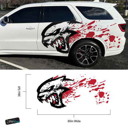 Hellcat Decal Sticker for Challenger, Charger, Durango SRT. Blood Splatter Car Decal. #6993
