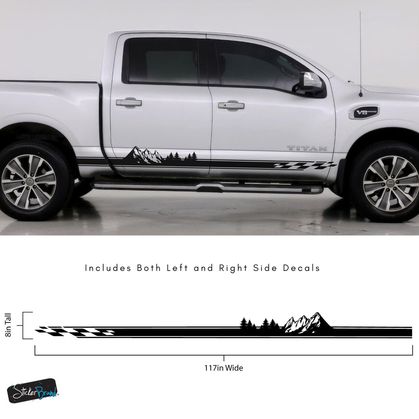 Checker Flag Truck Decal Sticker. Overland Mountain Theme. #6816