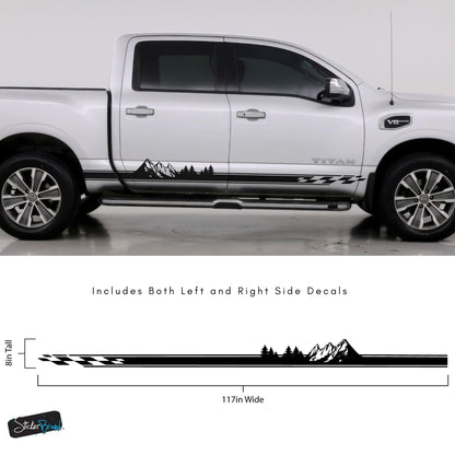 Checker Flag Truck Decal Sticker. Overland Mountain Theme. #6816