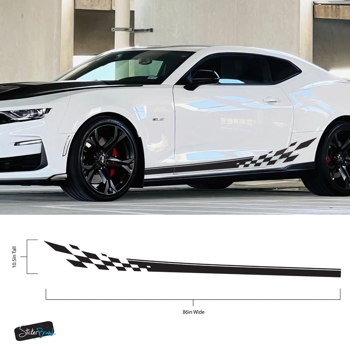 Checker Flag Car Decal Sticker. Racing Stripes Graphic Sticker. #6999