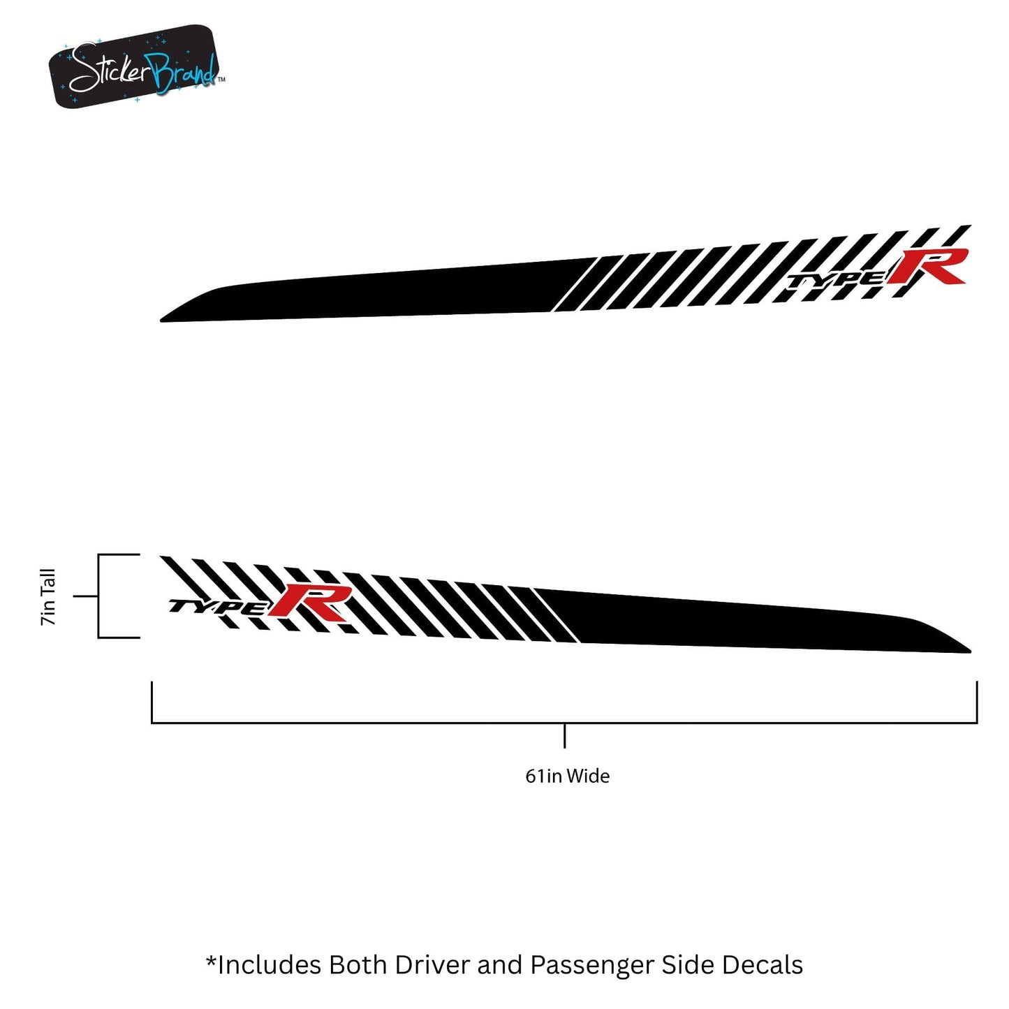 Honda Civic Type R Sticker Decal. Racing Stripes. #6803