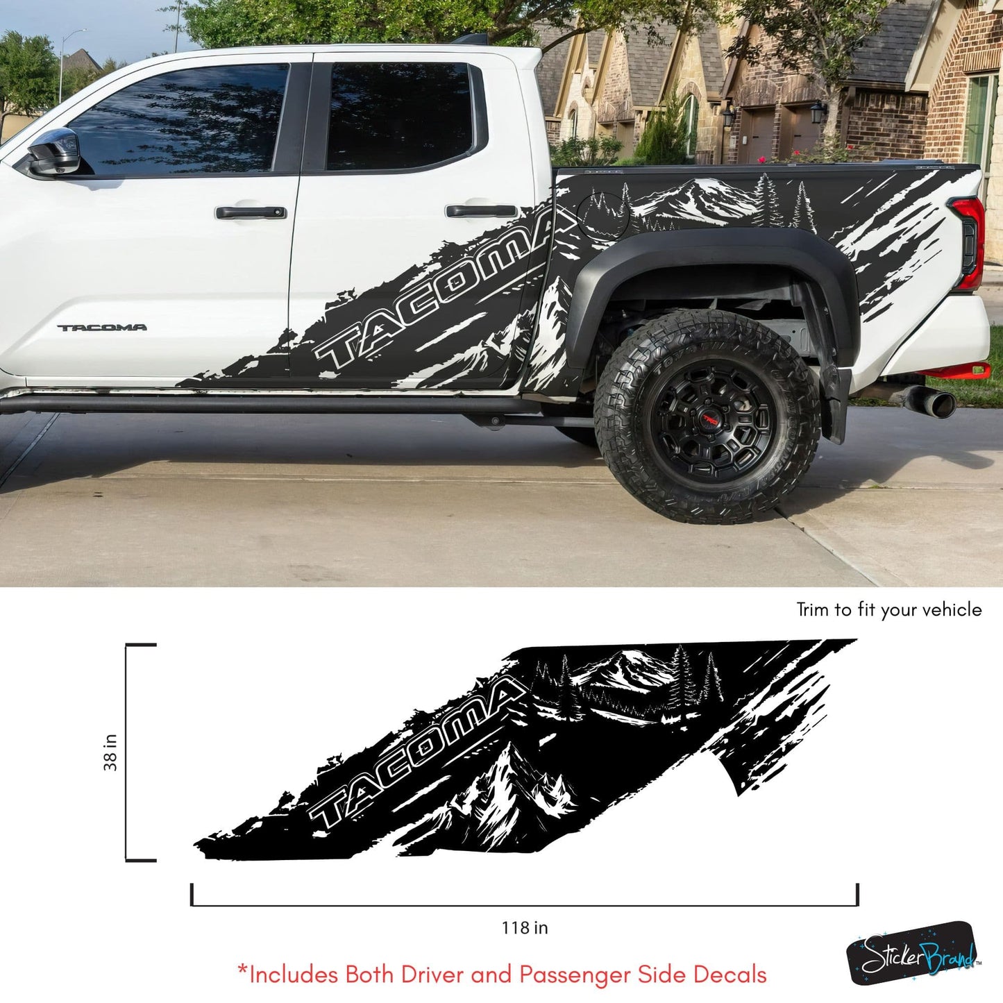 Tacoma Truck Decal Graphic Sticker. Mountain Off-Road Outlander. #7112-Sup
