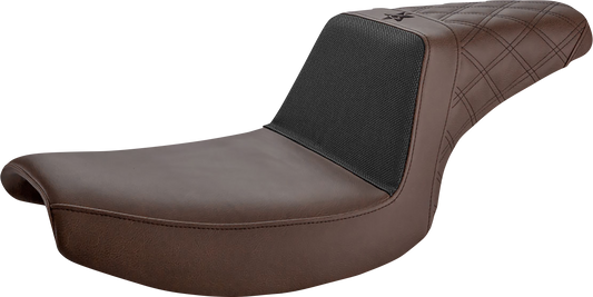 SADDLEMEN Unknown Industries Seat - Front Carbon Fiber/Black Gripper Lumbar/Rear Lattice Stitch - FXR UN82-09-173BR