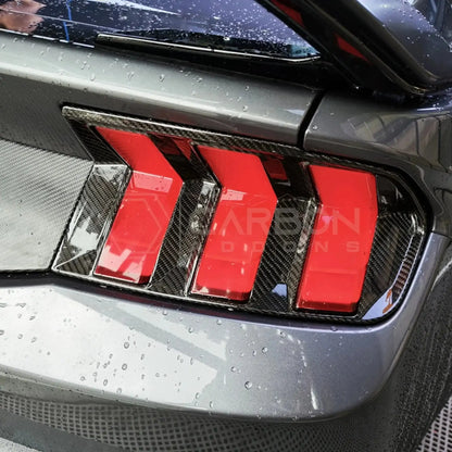 Real Carbon Fiber Taillight Trim Covers for 2024+ Ford Mustang