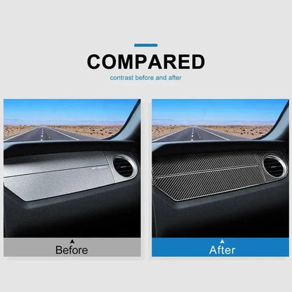 6 PCS Kit Full Dashboard Trim Carbon Fiber Interior Overlay For Mustang 2010-2014