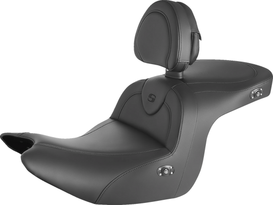 SADDLEMEN Seat - RoadSofa - with Backrest - Black w/ Black Stitching - Heated - GL1800 '18-'23 H18-07-187BRHCT