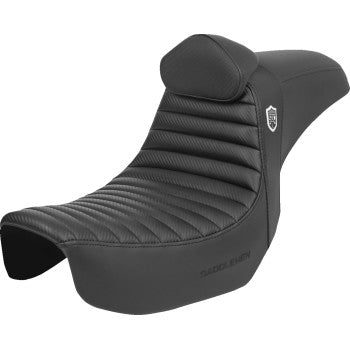 SADDLEMEN Pro Series SDC Performance Seat - w/ Backrest - Tuck-n-Roll/Carbon Fiber - Gripper - Dyna '06-'17 SC80604TB