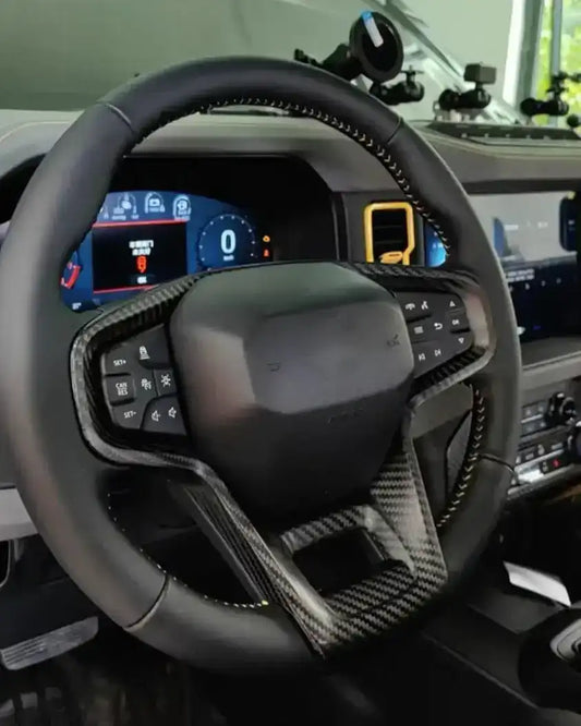 Real Carbon Fiber Steering Wheel Button Trim Cover For 2021+ Bronco
