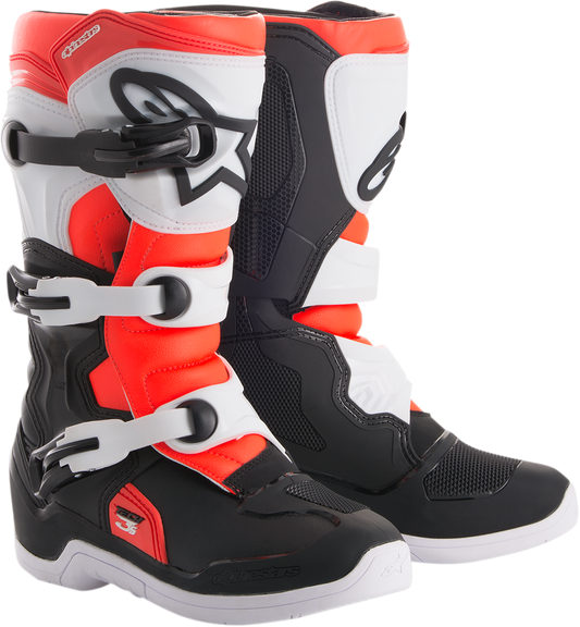 ALPINESTARS Tech 3S Boots - Black/White/Fluorescent Red - US 5 2014018-1231-5
