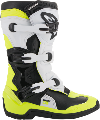 ALPINESTARS Tech 3S Boots - Black/White/Fluorescent Yellow - US 3 2014018-125-3