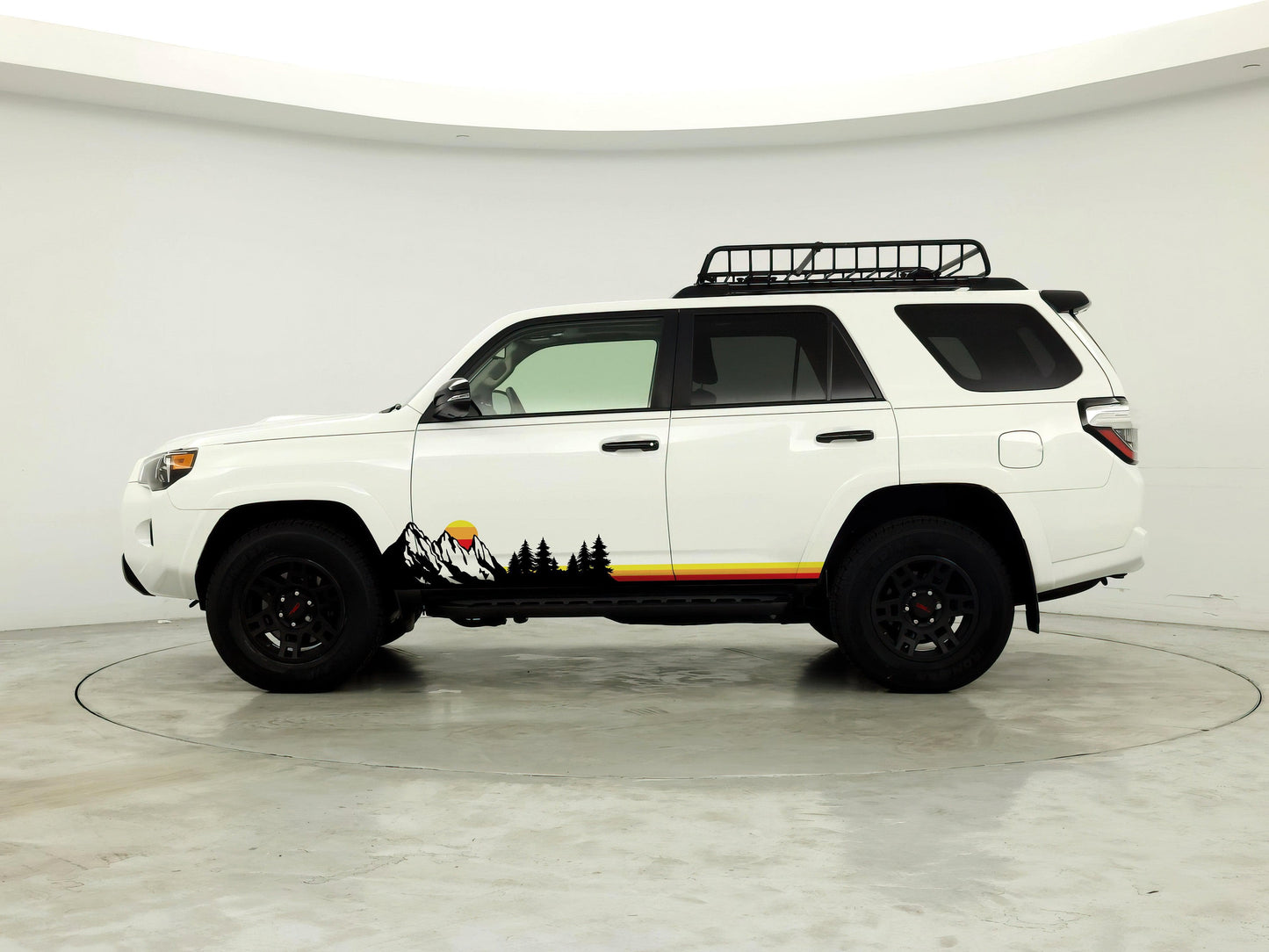 Mountain Forest Sunset Truck/Car Decal. Yellow, Orange, Red Color Scheme. #6811-Sup