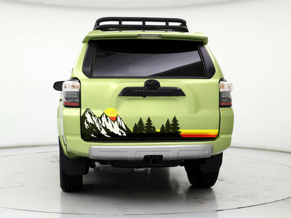 Mountain Forest Sunset Truck/Car Decal. Yellow, Orange, Red Color Scheme. #6811-Sup