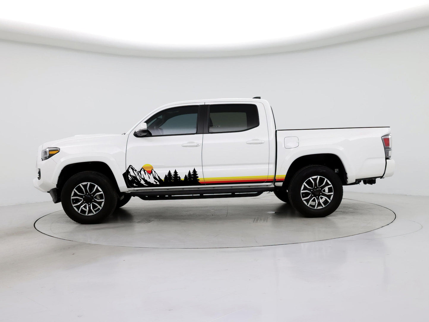 Mountain Forest Sunset Truck/Car Decal. Yellow, Orange, Red Color Scheme. #6811-Sup
