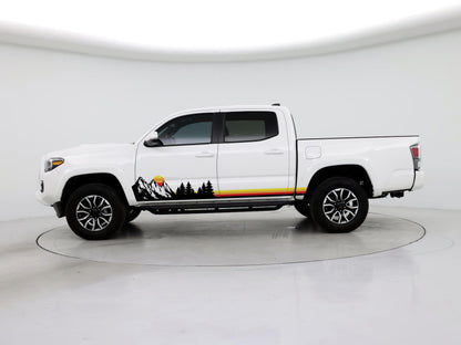 Mountain Forest Sunset Truck/Car Decal. Yellow, Orange, Red Color Scheme. #6811-Sup