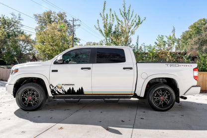 Mountain Forest Sunset Truck/Car Decal. Yellow, Orange, Red Color Scheme. #6811