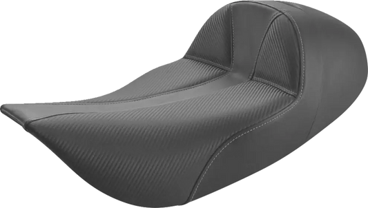 SADDLEMEN Dominator Solo Seat - Extended Reach - Stitched - Black w/ Gray Stitching - FLHR/FLHX '97-'07 897-06-0042