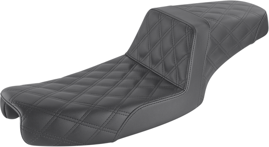 SADDLEMEN Step-Up Seat - Full Lattice Stitch - Black - Dyna 891-04-175