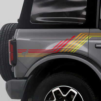 Bronco Color Stripes Decal Sticker. Red, Orange, Yellow Racing Stripes. #6973