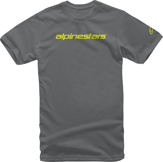 ALPINESTARS Linear Wordmark T-Shirt - Charcoal/Fluorescent Yellow - Large 1212-720201852L