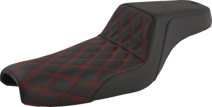 SADDLEMEN Step-Up Seat - Front Lattice Stitch/With Red Stitching - Black - XL 807-11-172RD