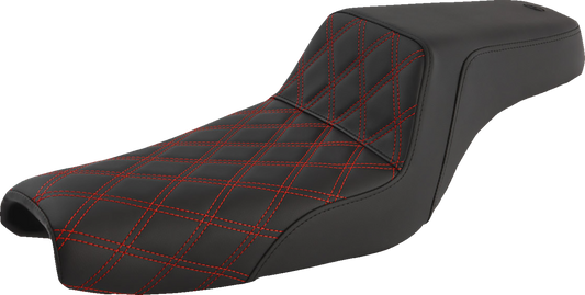 SADDLEMEN Step-Up Seat - Front Lattice Stitch/With Red Stitching - Black - XL 807-11-172RD