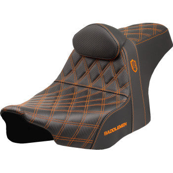 SADDLEMEN Pro Series SDC Performance Seat - Orange Stitching - w/ Backrest - FLT/FLH '23-'25 SC82307DB3
