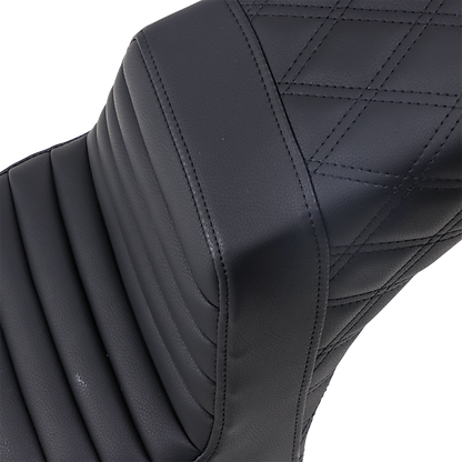 SADDLEMEN Step Up Seat - Front Tuck-n-Roll/Rear Lattice Stitch - Black I18-33-176