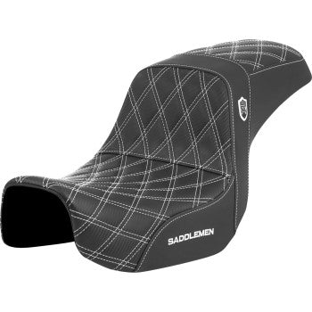 SADDLEMEN Pro Series SDC Performance Seat - Carbon Fiber/Lumbar Gripper - White Stitch - Dyna '06-'17 SC80604WHI
