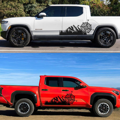 Mountain with Compass Truck Graphic Decal Sticker. Off-Road Overlander. #6909