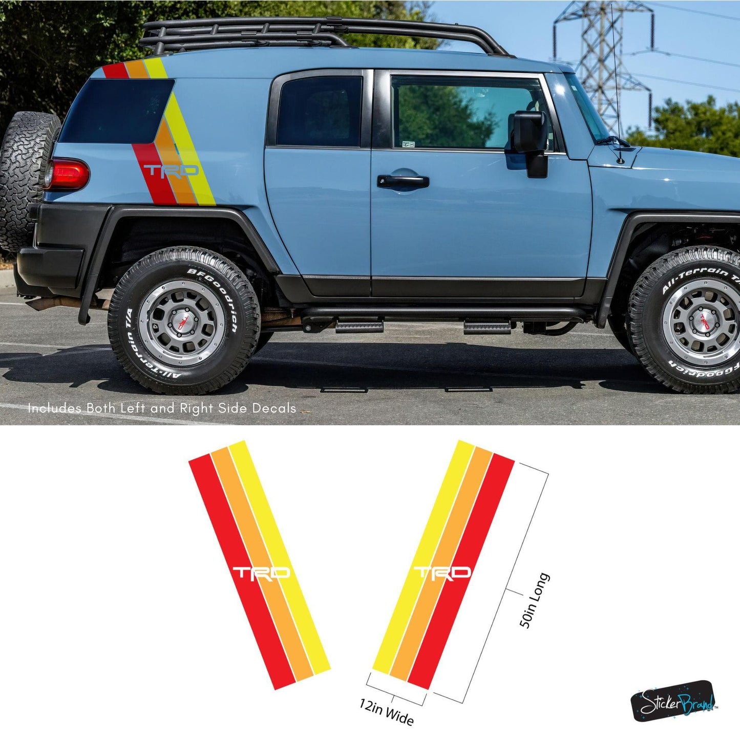 Yellow, Orange, Red TRD Stripes Toyota Truck Decal. #6968