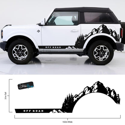 Ford Bronco Off Road Graphic Decal Sticker. Mountain Forest Overland Design. #6998