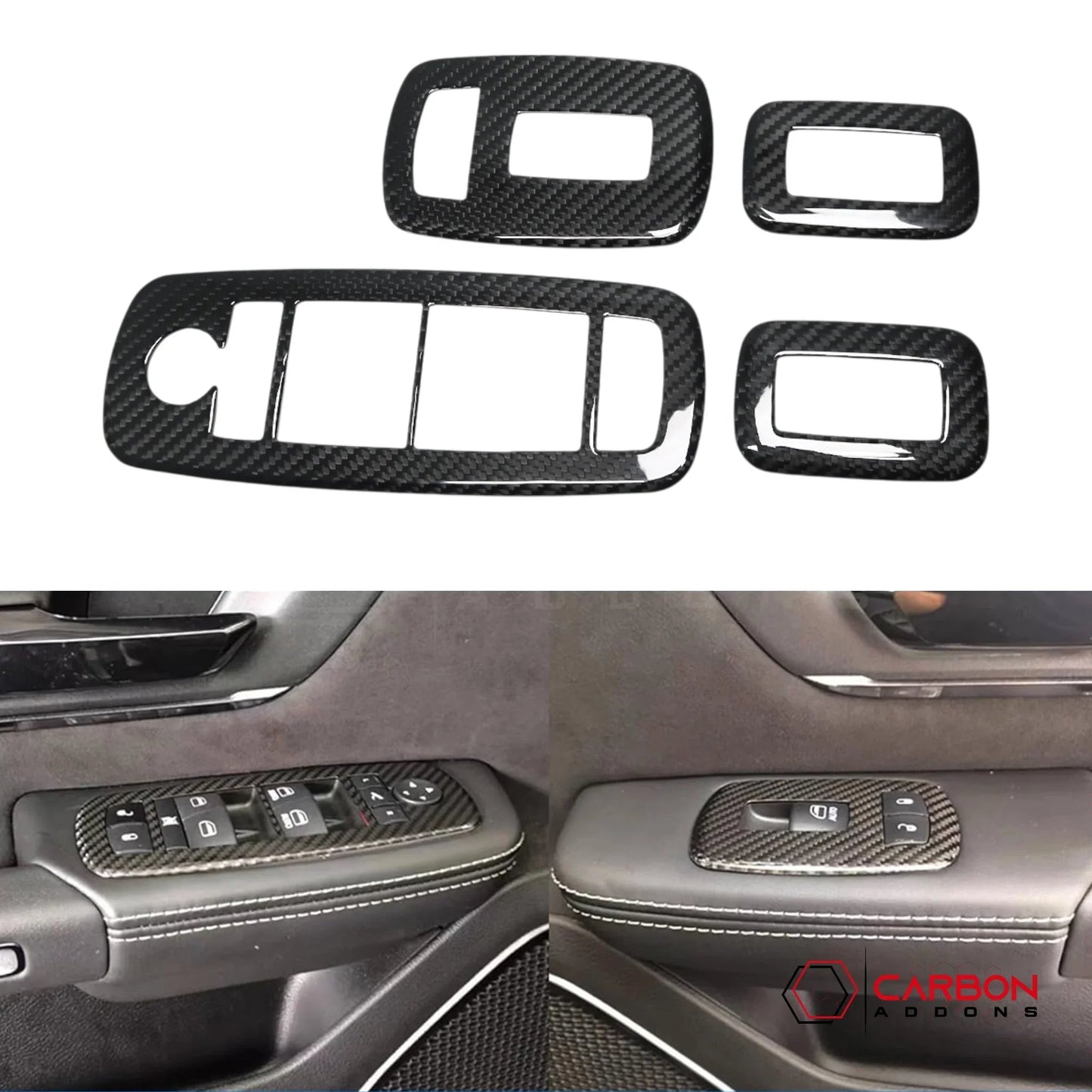 2019+ RAM 1500/TRX Interior Window Switch Trim Hard Carbon Fiber Cover