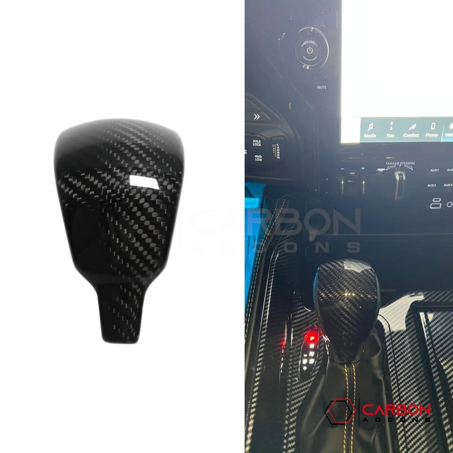 RAM 1500/TRX/RHO 2021+ Shift Knob Trim Hard Carbon Fiber Cover