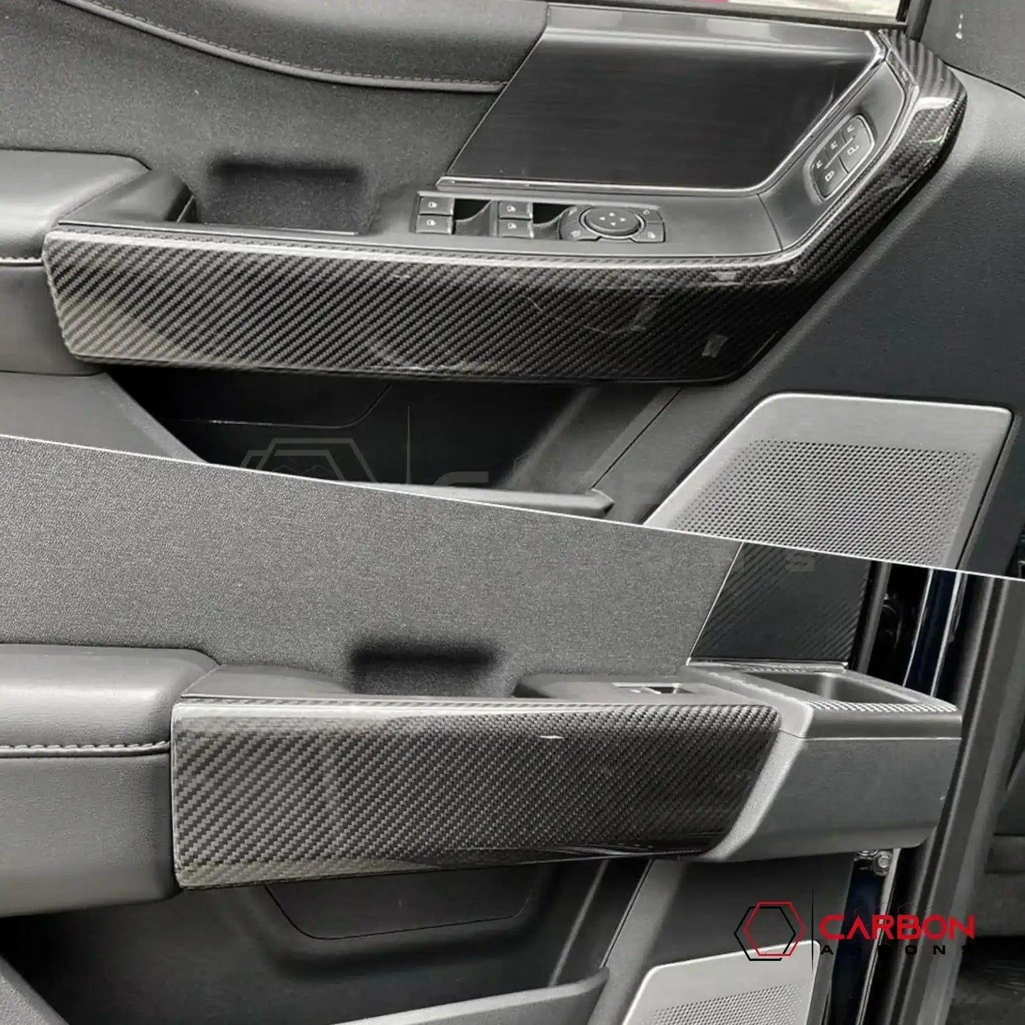Real Carbon Fiber Door Panel Trim Covers for 2021+ Ford F-150