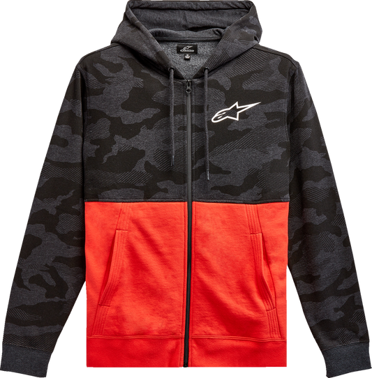 ALPINESTARS Camo Block Hoodie - Charcoal Heather/Warm Red - 2XL 12135105018162X