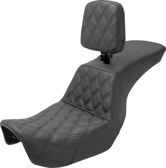 SADDLEMEN Tour Step Up Seat - Rider Backrest - Front Lattice Stitch - Dyna '06-'17 806-04-192BR