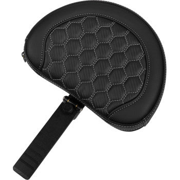 SADDLEMEN Roadsofa™ Extended Reach Seat - with Backrest - Honeycomb - Silver Stitch - FLTR/FLHX '23-'24 823-07-190B5