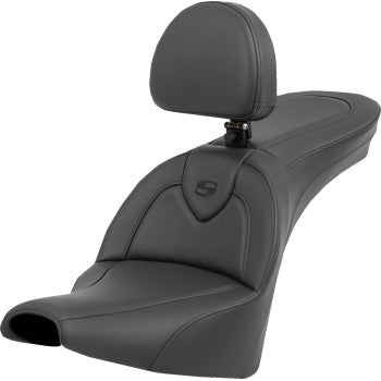 SADDLEMEN Roadsofa™ Seat - with Backrest - Black/Black Stitching - FXBB/FXST '18-'23 818-30-187BR