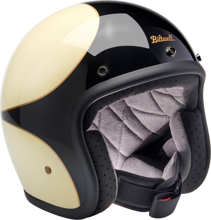 BILTWELL Bonanza Helmet - Gloss Vintage White/Black Scallop - Medium 1001-559-203