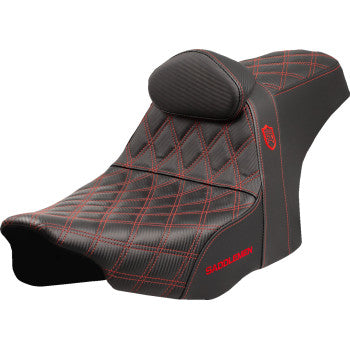 SADDLEMEN Pro Series SDC Performance Seat - Red Stitching - w/ Backrest - FLT/FLH '23-'25  SC82307DB4