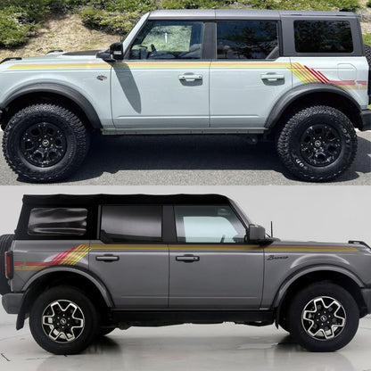 Bronco Color Stripes Decal Sticker. Red, Orange, Yellow Racing Stripes. #6973