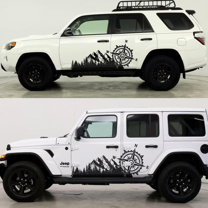 Mountain with Compass Truck Graphic Decal Sticker. Off-Road Overlander. #6909
