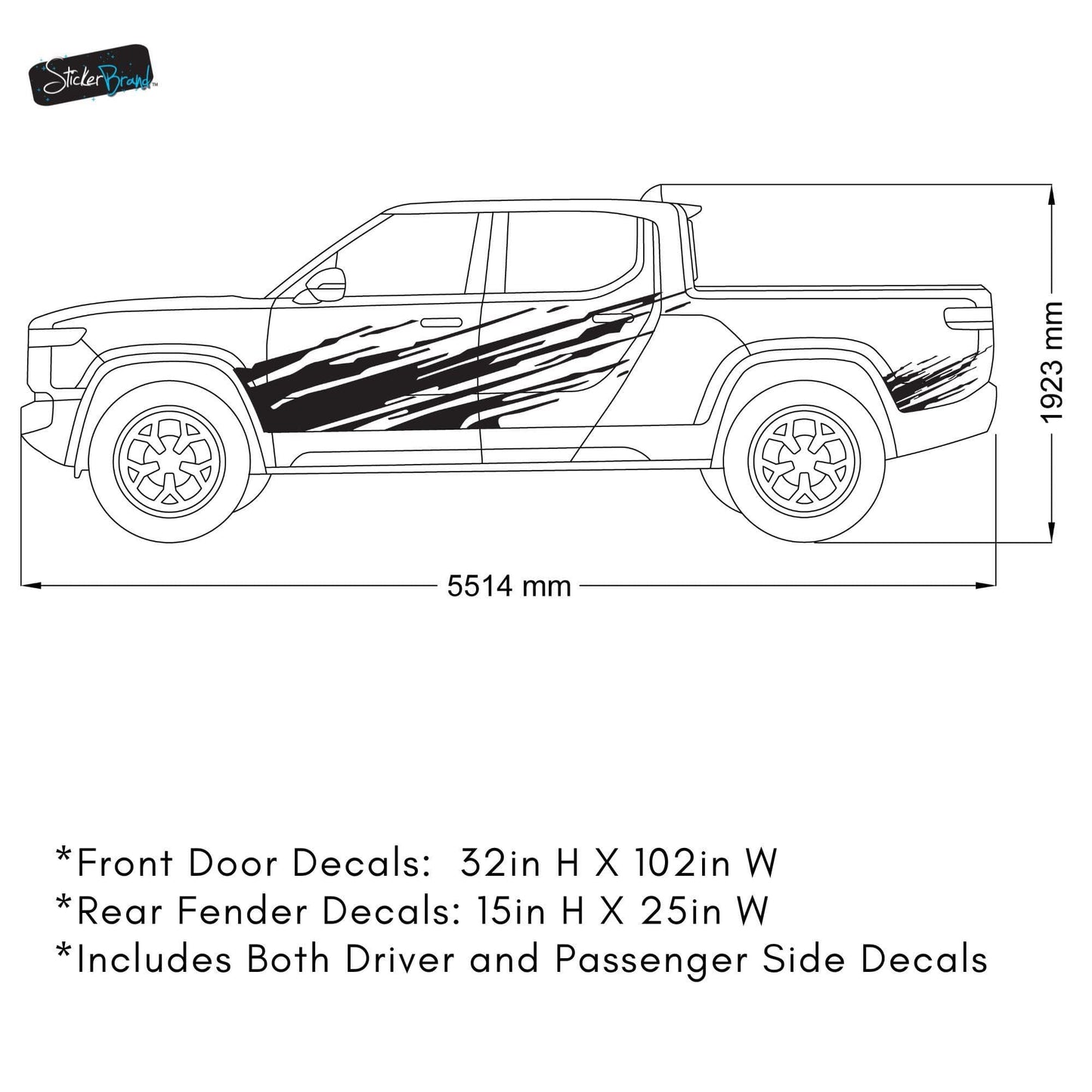 Digital Mud Splash Truck Decal. Universal Fit. Set of 2. #6928