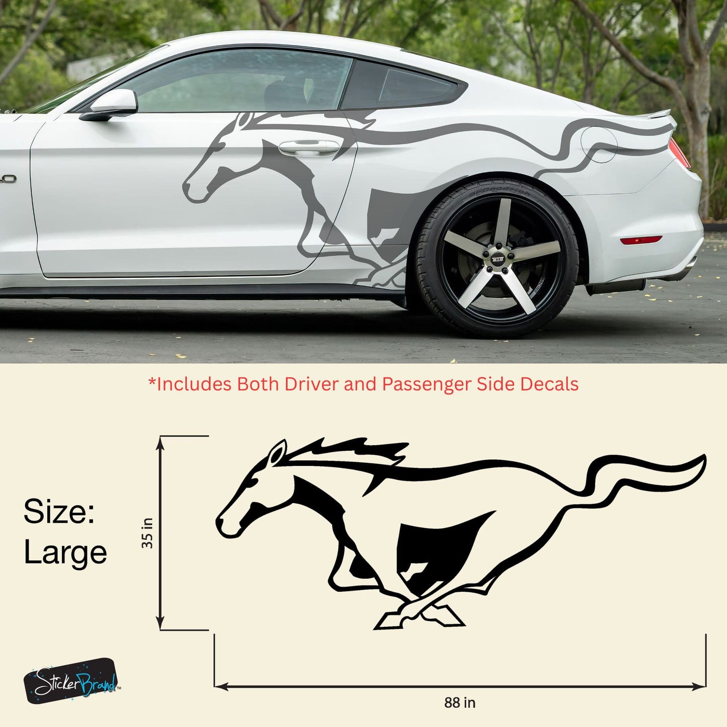 Mustang Horse Graphic Decal for Mustang Car, Mustang Mach-E. #7096-Sup